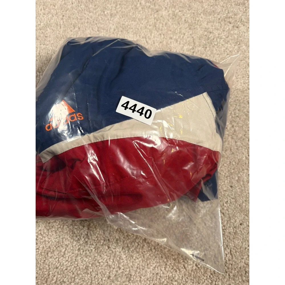 Adidas Vintage Windbreaker Jacket Mens Large Red Navy Blue Colorblock Full Zip